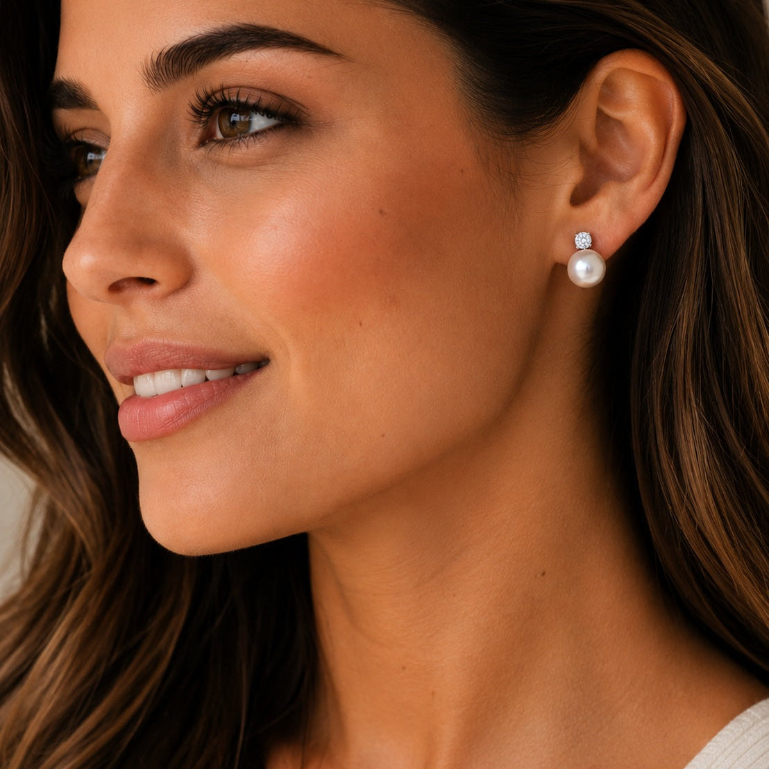 Round pearl earrings